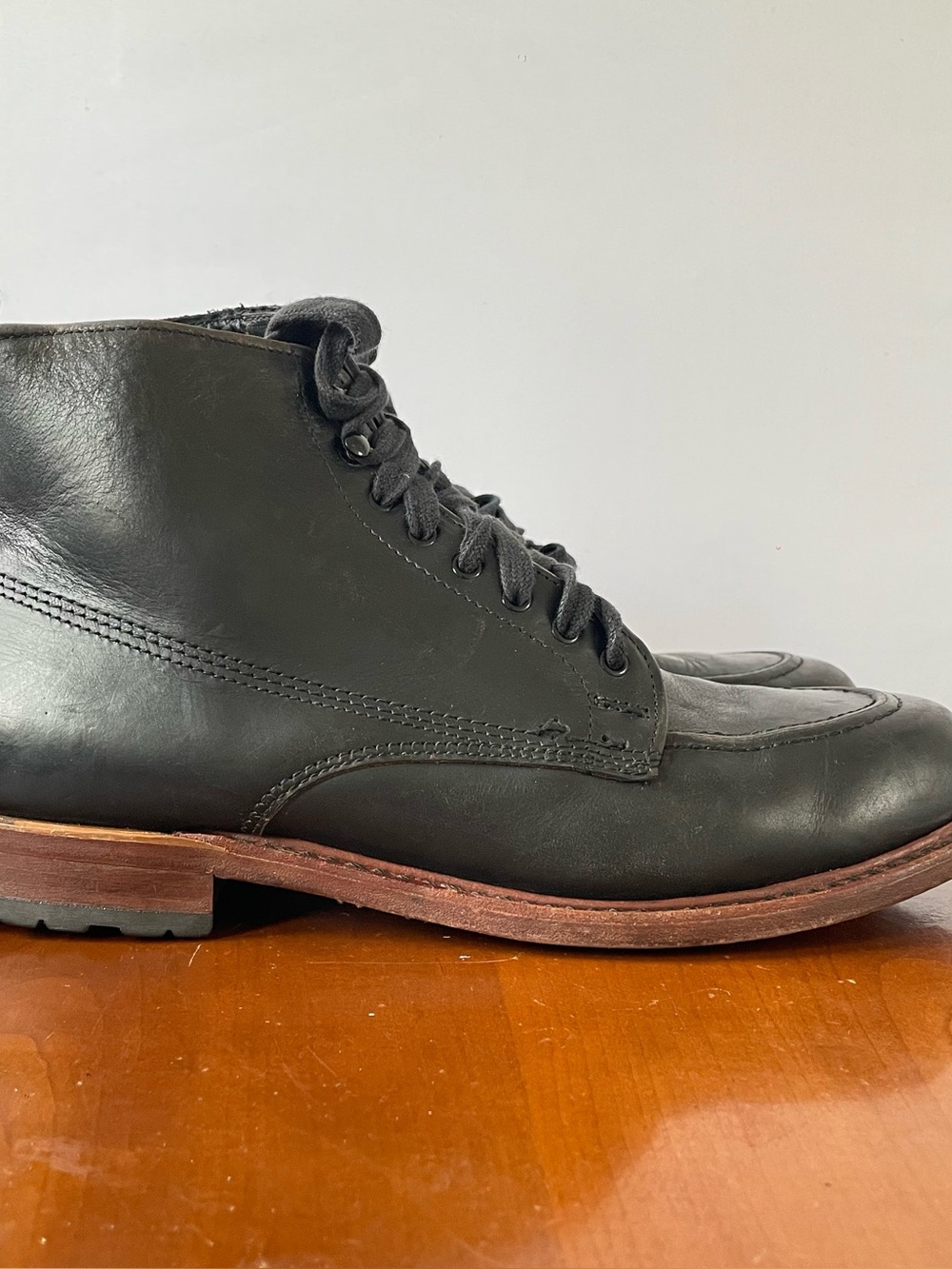 Rag & Bone Rowan Black Leather Lace-Up Boots | US 10